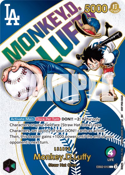 画像1: 【予約販売】モンキー・D・ルフィ　ドジャース【英語】【ONE PIECE Night】【未開封】【リーダーパラレル】【プロモ】【EB02-010】 (1)